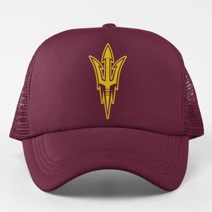 NEW Arizona State Sun Devils Fork Logo Foam Trucker Mesh Snapback Hat MAROON